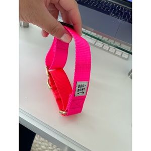 NWOT - Dog + Bone Custom Martingale Collar in Bright Pink / Orange with Gold